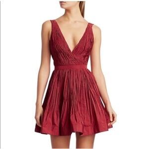 Alexis Size Large Marilou Crinkle Burgundy Red Mini Dress NWT (Broken Zipper)